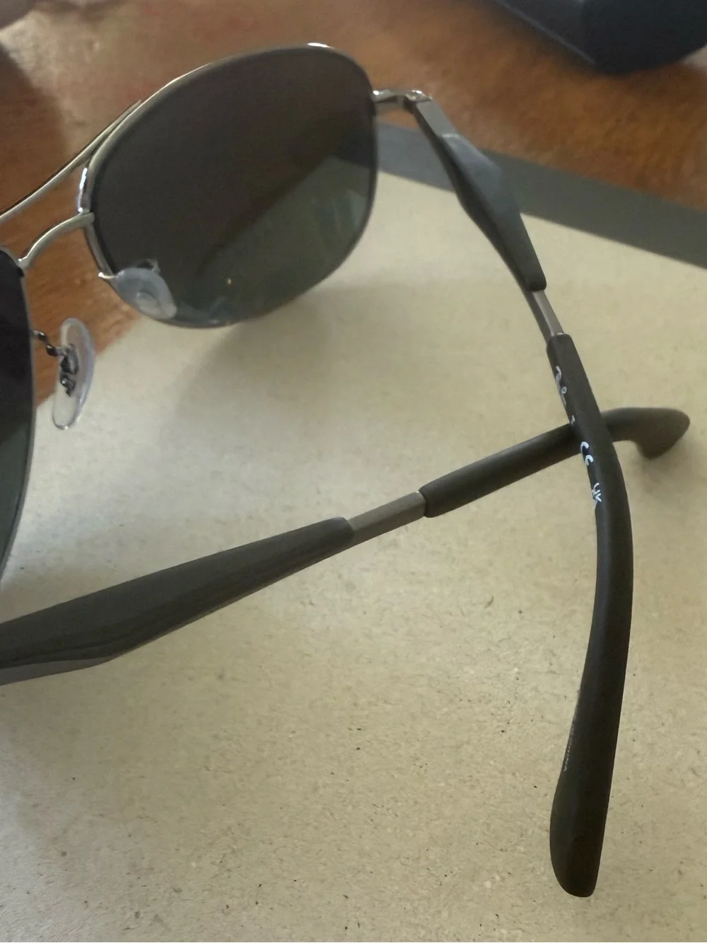 Ray-Ban Sunglasses with Green Lenses and Silver Frame